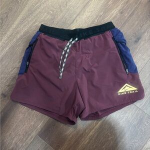 Nike Trail Second Sunrise 5” Running Shorts | Maroon & Purple | Mens Small